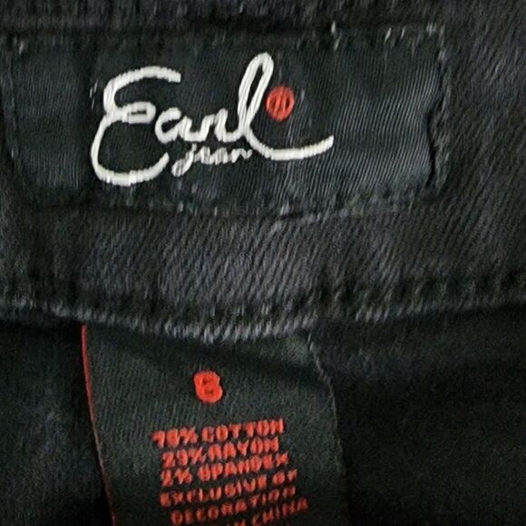 EARL SKINNY FIT MID RISE SEQUIN AND RHINESTONE DETAIL  BLACK JEANS SIZE 6 - Picture 6 of 7